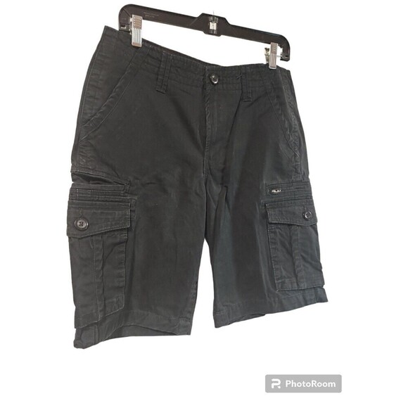 Guess Casual Black Cargo Shorts for Men Solid Color Sweat Shorts with Zipper - Picture 7 of 9